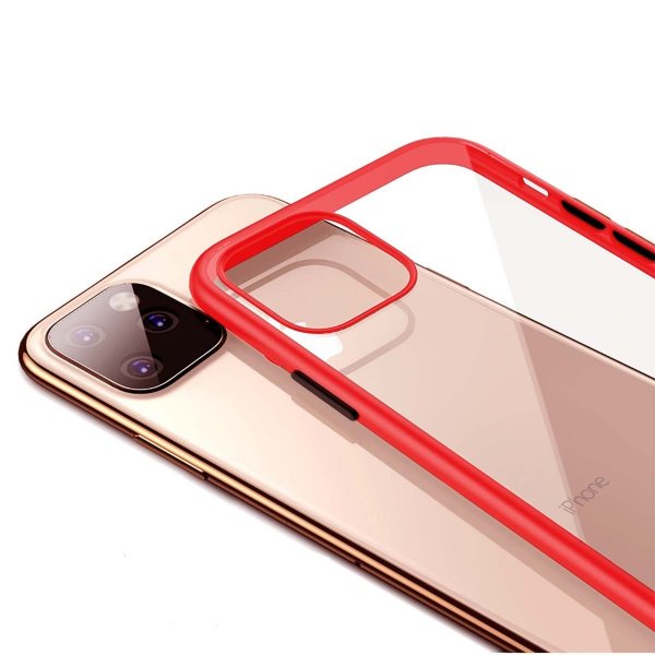 iPhone 11 Pro Max Kuori Iskunkestävä Punainen Läpinäkyvä