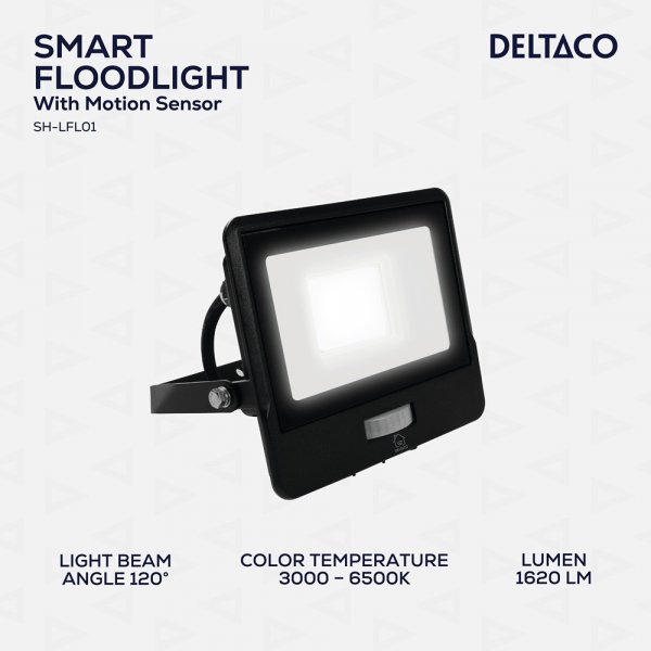 Deltaco Smart Home Liiketunnistimella varustettu valonheitin 20W