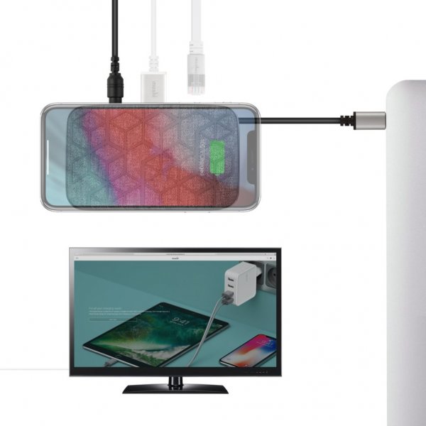 Moshi Symbus Q USB-C-keskitin Qi-latauksella