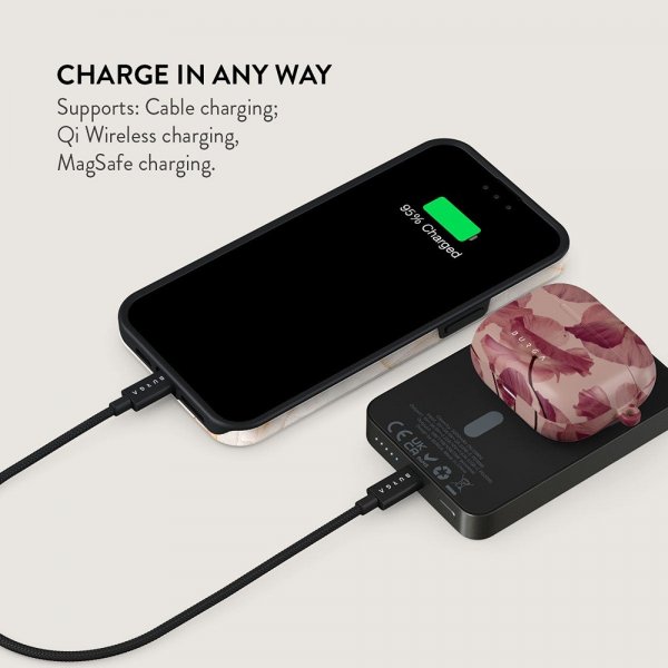 Burga Powerbank MagSafe 5000 mAh Tender Kiss Metallinharmaa