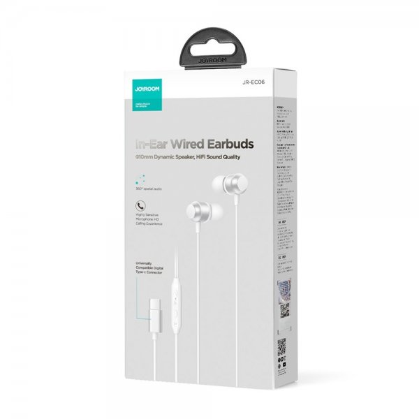 Joyroom Langalliset Kuulokkeet EC06 USB-C Hopea
