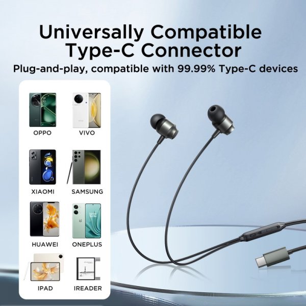 Joyroom Langalliset Kuulokkeet EC06 USB-C Musta