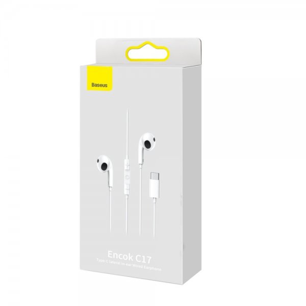 Baseus Langalliset Kuulokkeet Encok C17 USB-C Valkoinen