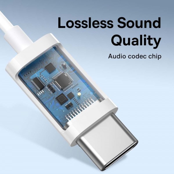 Baseus Langalliset Kuulokkeet Encok C17 USB-C Valkoinen