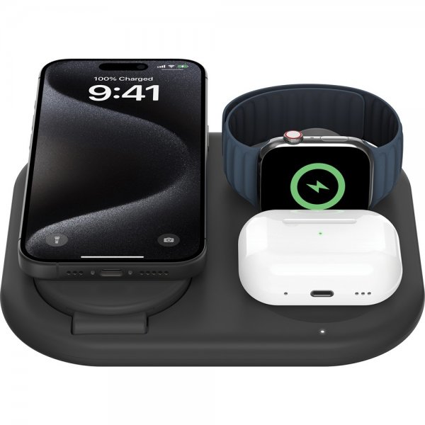 Belkin Langaton Laturi BoostCharge 3-in-1 Taitettava MagSafe Qi2 15W Musta