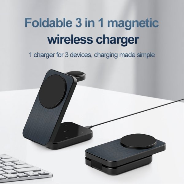 Langaton laturi OJD-112 3-in-1 kokoontaitettava MagSafe