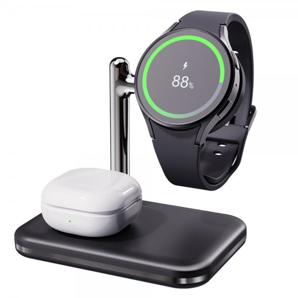 Langaton laturi V8S 2-in-1 Samsung Galaxy Watch/Buds Musta