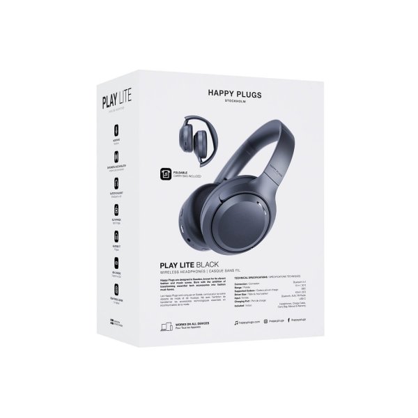 Happy Plugs Langattomat Kuulokkeet Play Lite Over-Ear Musta