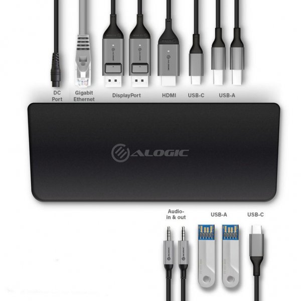 ALOGIC USB-C ja USB 3.0 kolmoisnäyttötelakka 4K & virransyöttö 80W