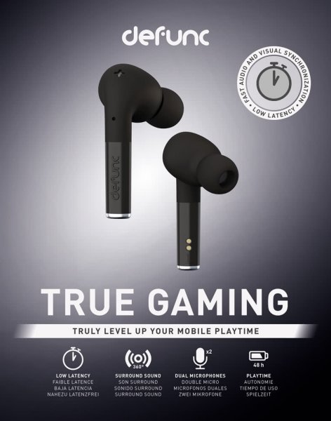 Defunc True Gaming Langattomat kuulokkeet, musta