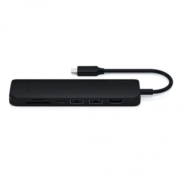 Satechi Slim USB-C MultiPort Ethernet-liitännällä, musta