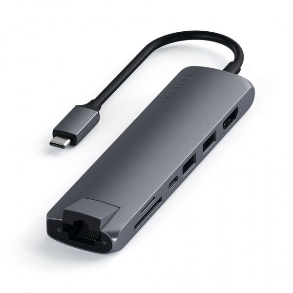 Satechi Slim USB-C MultiPort Ethernetillä, tähtiharmaa