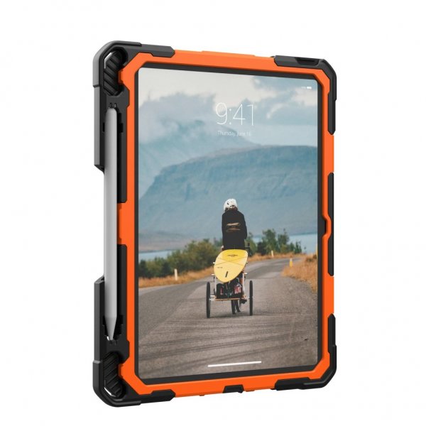 Urban Armor Gear (UAG) iPad 10.9 (10. sukupolvi)/iPad 11 (A16) Plasma Kickstand & Handstrap -suojakotelo, oranssi-musta