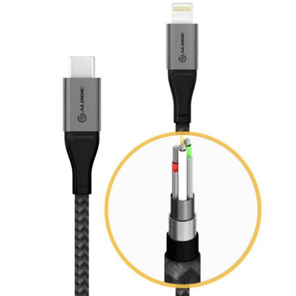 ALOGIC Ultra USB-C–Lightning-kaapeli 1,5 m harmaa