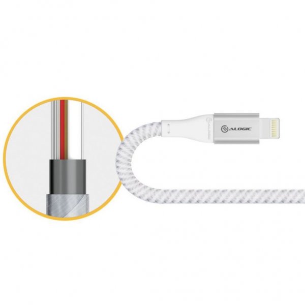 ALOGIC Ultra USB-C–Lightning-kaapeli 1,5 m hopea