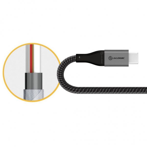 ALOGIC Ultra USB-A–USB-C-kaapeli 3A/480Mbps 1.5 metriä Avaruudenharmaa