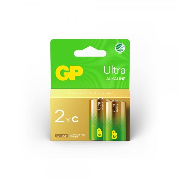 GP Ultra Alkaline C-paristo 14AU/LR14, 2 kpl:n pakkaus