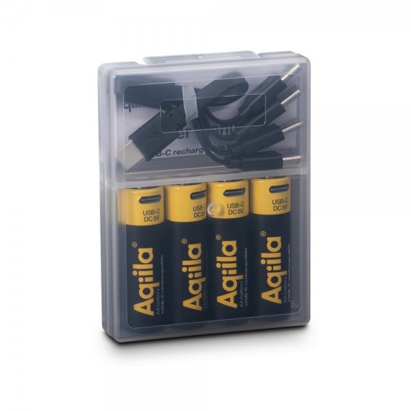 Aqiila Ladattava AA-paristo USB-C 4 kpl:n pakkaus