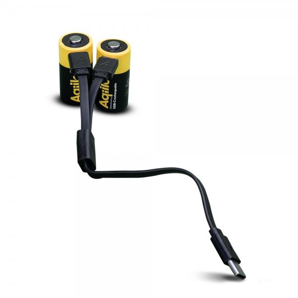 Aqiila Ladattava CR123A-akku USB-C 2 kpl
