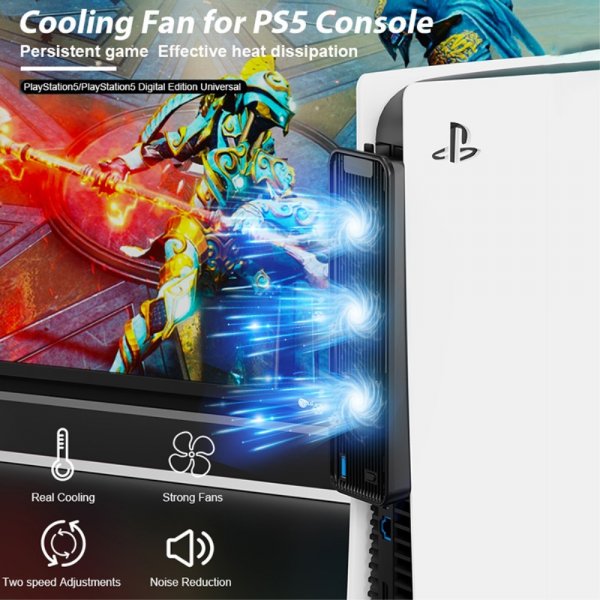 USB 3.0 Jäähdytystuuletin PlayStation 5:lle, musta