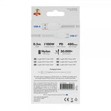 X2O USB-A–USB-C-kaapeli Longlife 60W 0,5 m valkoinen