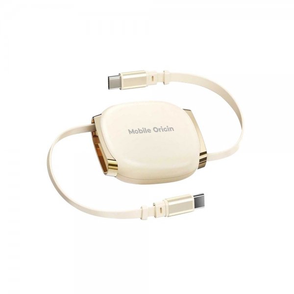 Mobile Origin USB-C -kaapeli 100W sisäänvedettävä kaapelirasia beige