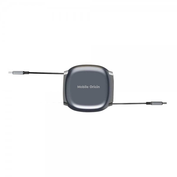 Mobile Origin USB-C -kaapeli 100W sisäänvedettävä kaapelirasia Harmaa