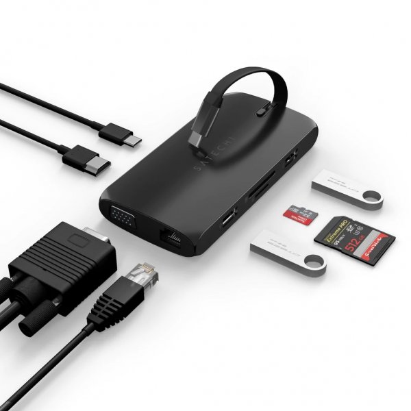 Satechi USB-C On-the-Go Multiport Adapter Musta