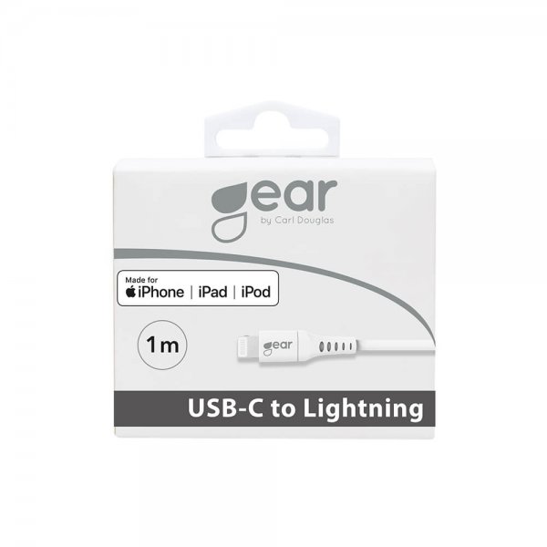 Gear USB-C–Lightning-kaapeli, 1 m, valkoinen