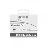 Gear USB-C–Lightning-kaapeli 2 metriä, valkoinen