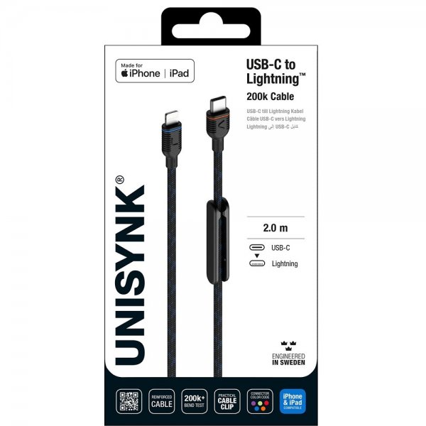 Unisynk USB-C/Lightning Kaapeli MFi 2m