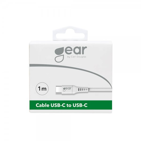 Gear USB-C–USB-C-kaapeli, 1 metri, valkoinen