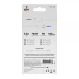 X2O USB-C–USB-C-kaapeli Basic 60W 1.2m Valkoinen