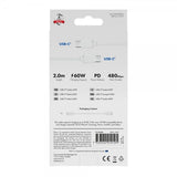 X2O USB-C–USB-C-kaapeli Basic 60W 2m Valkoinen