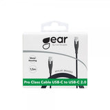 Gear USB-C–USB-C-kaapeli Kevlar 1,5 metriä Musta