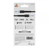 X2O USB-C–USB-C-kaapeli Longlife 100 W 0,5 m musta
