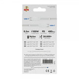 X2O USB-C–USB-C-kaapeli Longlife 100W 0.5m Valkoinen