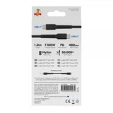 X2O USB-C–USB-C-kaapeli Longlife 100W 1m Musta