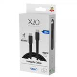 X2O USB-C–USB-C-kaapeli Longlife 100W 1m Musta