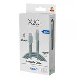 X2O USB-C–USB-C-kaapeli Longlife 100W 2 m, sininen