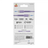 X2O USB-C–USB-C-kaapeli Longlife 100W 2m Violetti