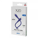 X2O USB-C–USB-C-kaapeli Superflex 60W 1.5m Sininen