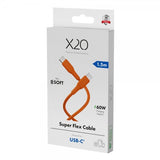 X2O USB-C-USB-C-kaapeli Superflex 60W 1.5m Oranssi