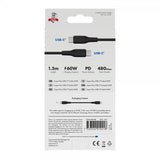 X2O USB-C–USB-C-kaapeli Superflex 60W 1,5m Musta
