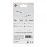 X2O USB-C–USB-C-kaapeli Superflex 60W 1.5m, valkoinen