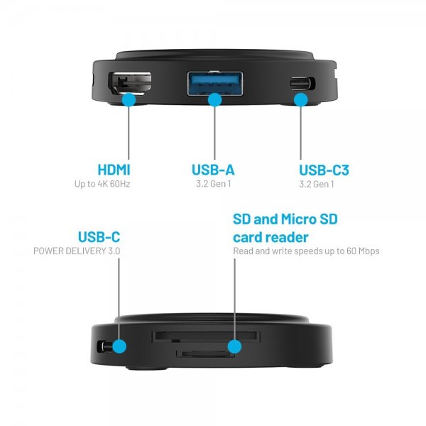 Kiinteä USB-keskitin MagHUB USB-C 7in1