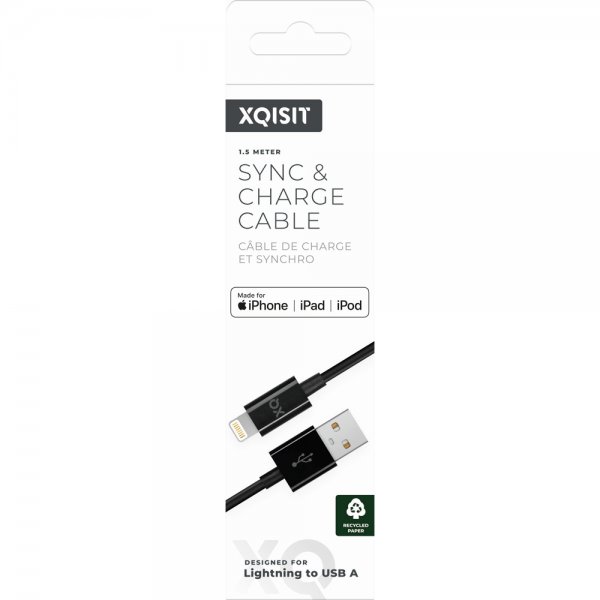 Xqisit USB–Lightning-kaapeli 1,5 m musta