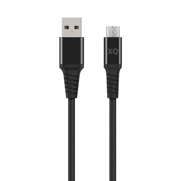 Xqisit USB–Micro USB -kaapeli Punottu Erittäin Vahva 2 m Musta