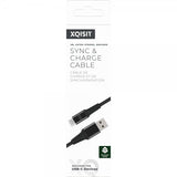 Xqisit USB-A–USB-C-kaapeli, punottu, erittäin kestävä, 2 m, musta
