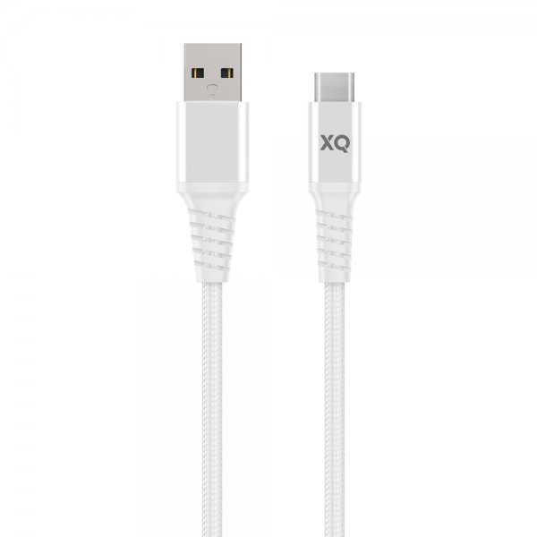 Xqisit USB-A–USB-C-kaapeli, punottu, erikoisvahva, 2 m, valkoinen